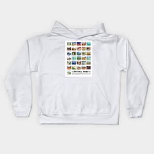 US National Parks, A-H, Watercolors Kids Hoodie